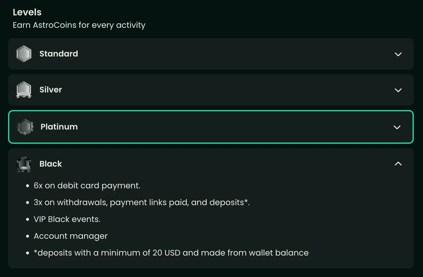 Astropay VIP 등급